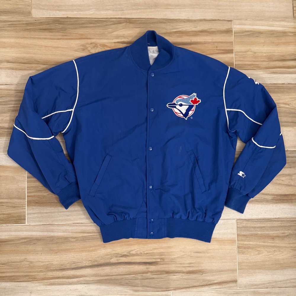 Vintage Toronto‎ Blue Jays Starter Jacket Mens Large MLB Windbreaker Snap Front